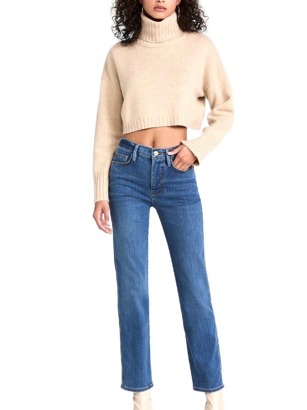 FRAME - Le Sylvie High-Rise Straight Leg Women's Jeans in Medium Blue